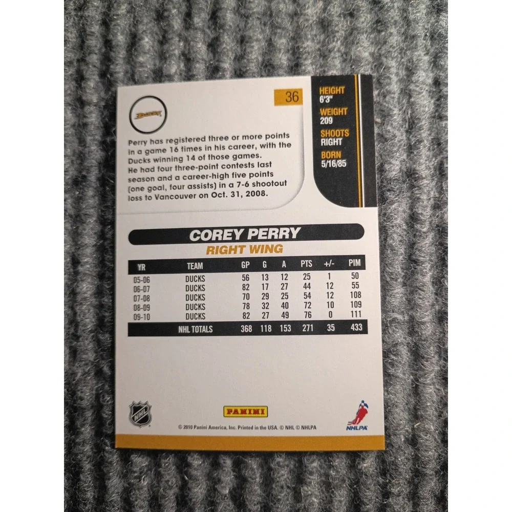 2010 Score Anaheim Ducks Corey Perry Hockey Card #36